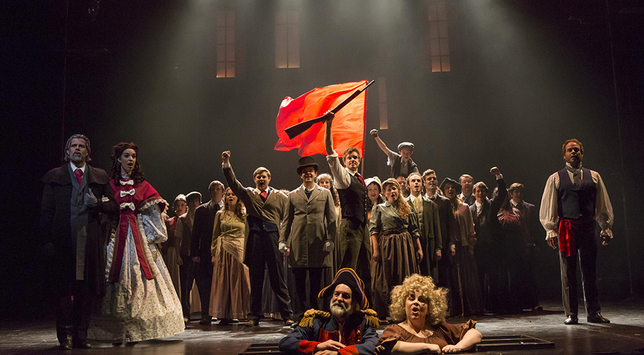 A production of Les Miserables by Civic Theatre on the Tarkington stage.