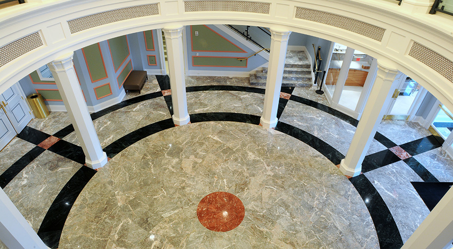 A view for the East Lobby rotunda in the Palladium from the Box Tier level above.