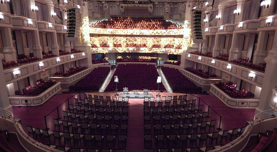 A view from the Choral Terrace in the Palladium concert hall behind the stage.