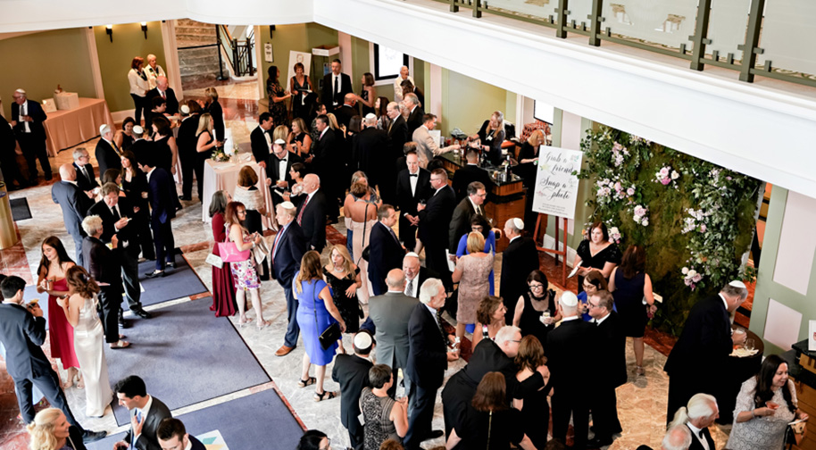 A wedding receiving line in the Palladium's South Lobby.