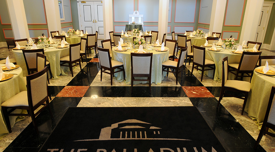 The West Lobby of the Palladium set for dinner service.